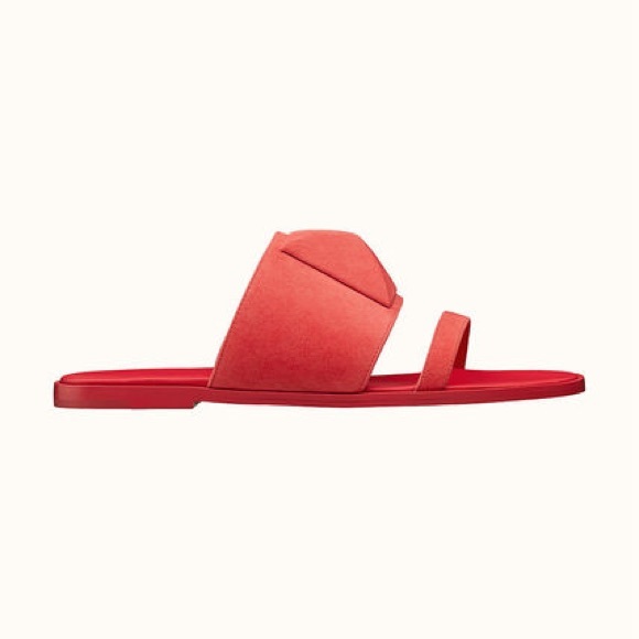 NIB Full Set Hermes Caia Oran Sandal Slide 9 39 rouge corazon red - Picture 2 of 7